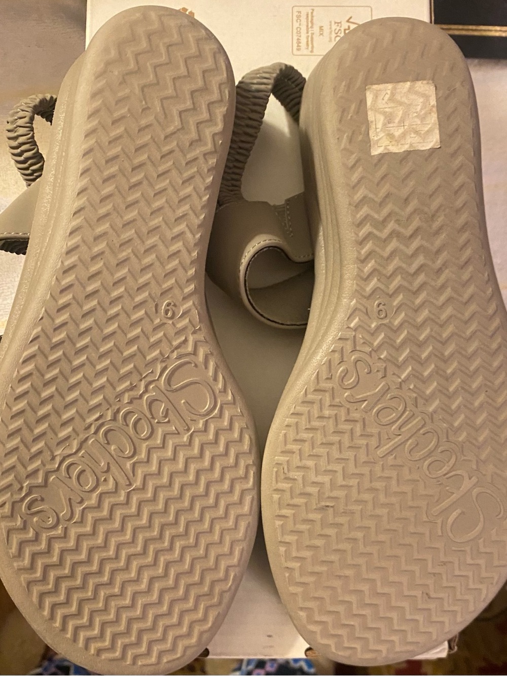Skechers Beige Wedge Sandals with beads and rhinestones for the bling lover NWOT - Picture 5 of 5
